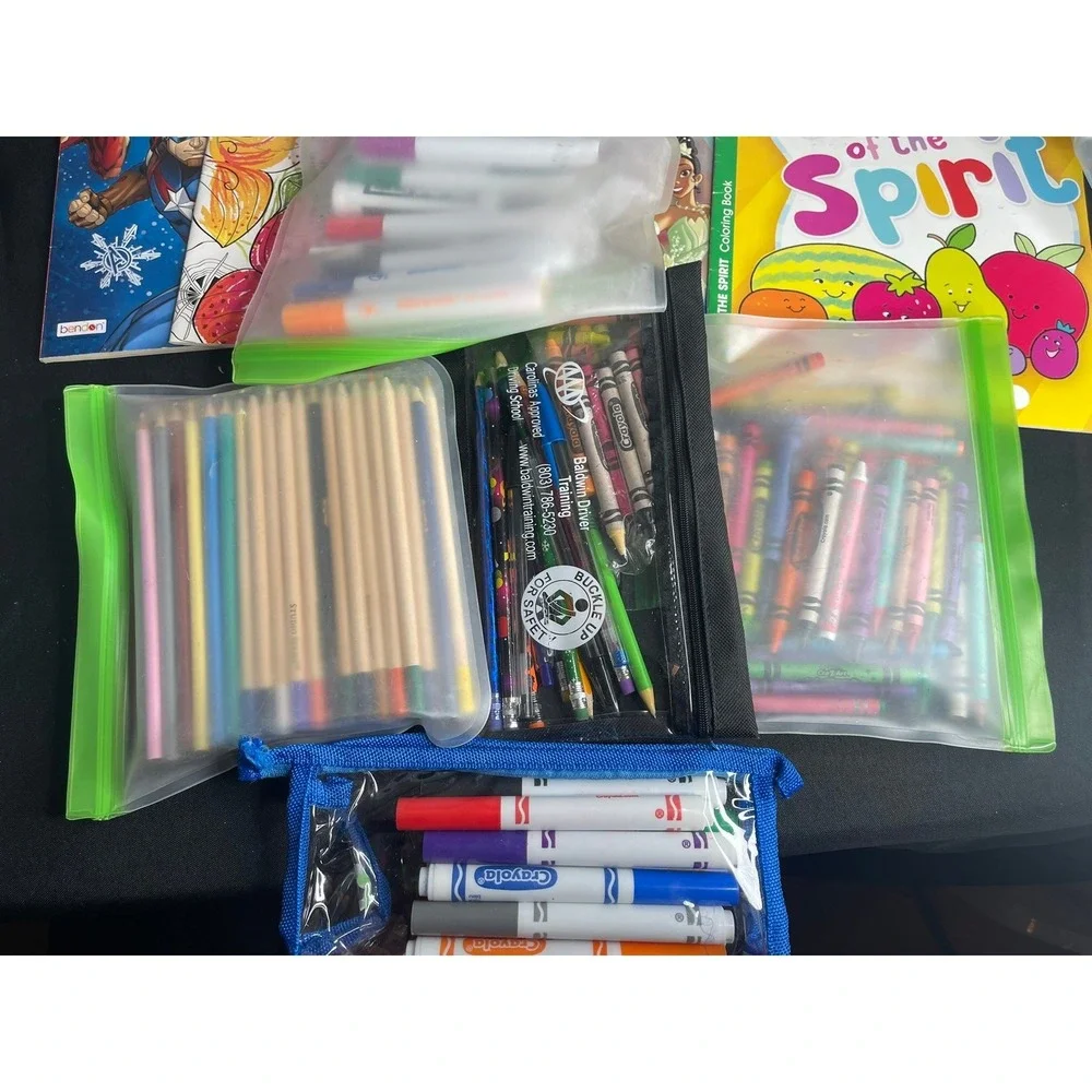 Kids Art Activity Lot Disney Princess Marvel Sesame Street Markers Pencils Books
